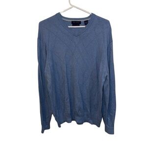 Alan Flusser V-Neck Blue Sweater Timeless Design